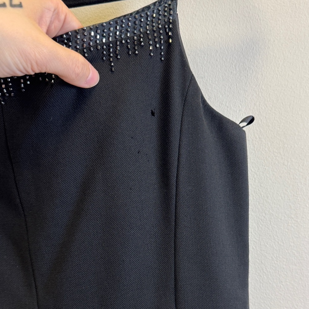 Ann Taylor Black Mini Dress with Beaded Neckline - Picture 4 of 4